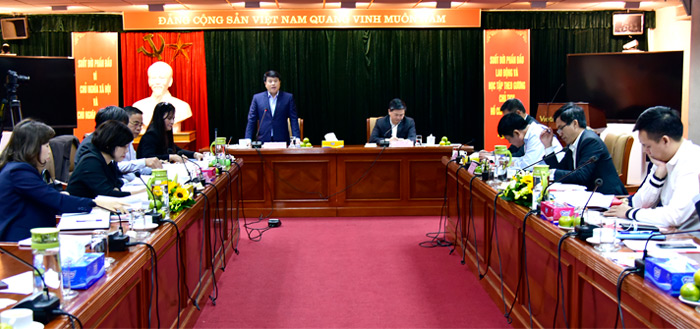 Toàn cảnh buổi làm việc giữa Tổ Công tác của Đảng ủy Khối với Đảng ủy NHCT Việt Nam